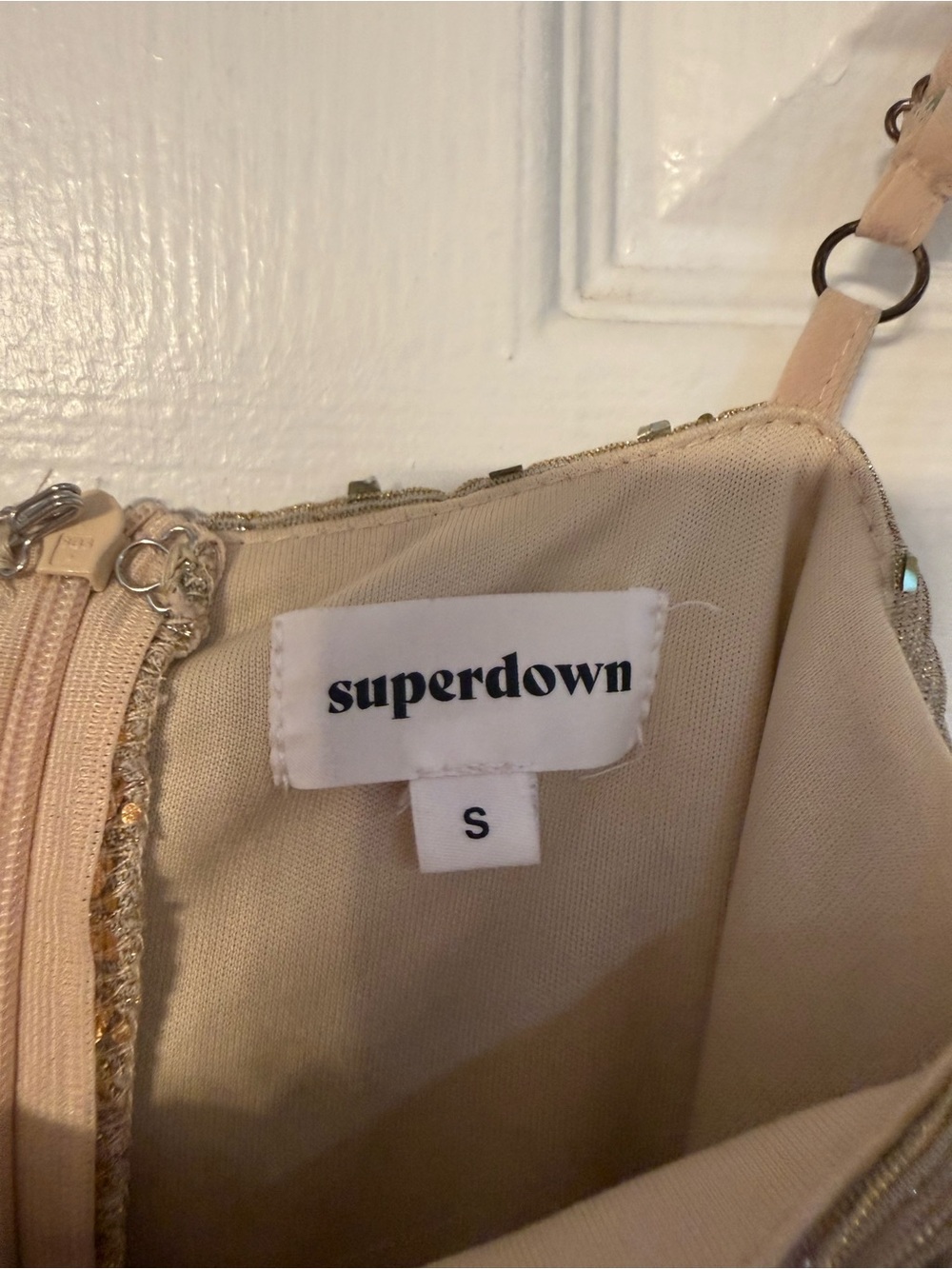 superdown Revolve Gold Sequin Ruched Mini Dress - Picture 2 of 6